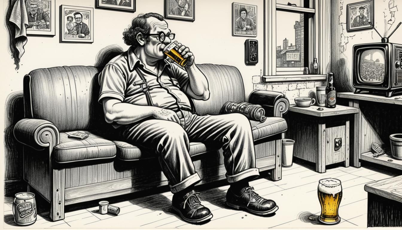 Curvy Man in Dirty Room, Underground Comix Style