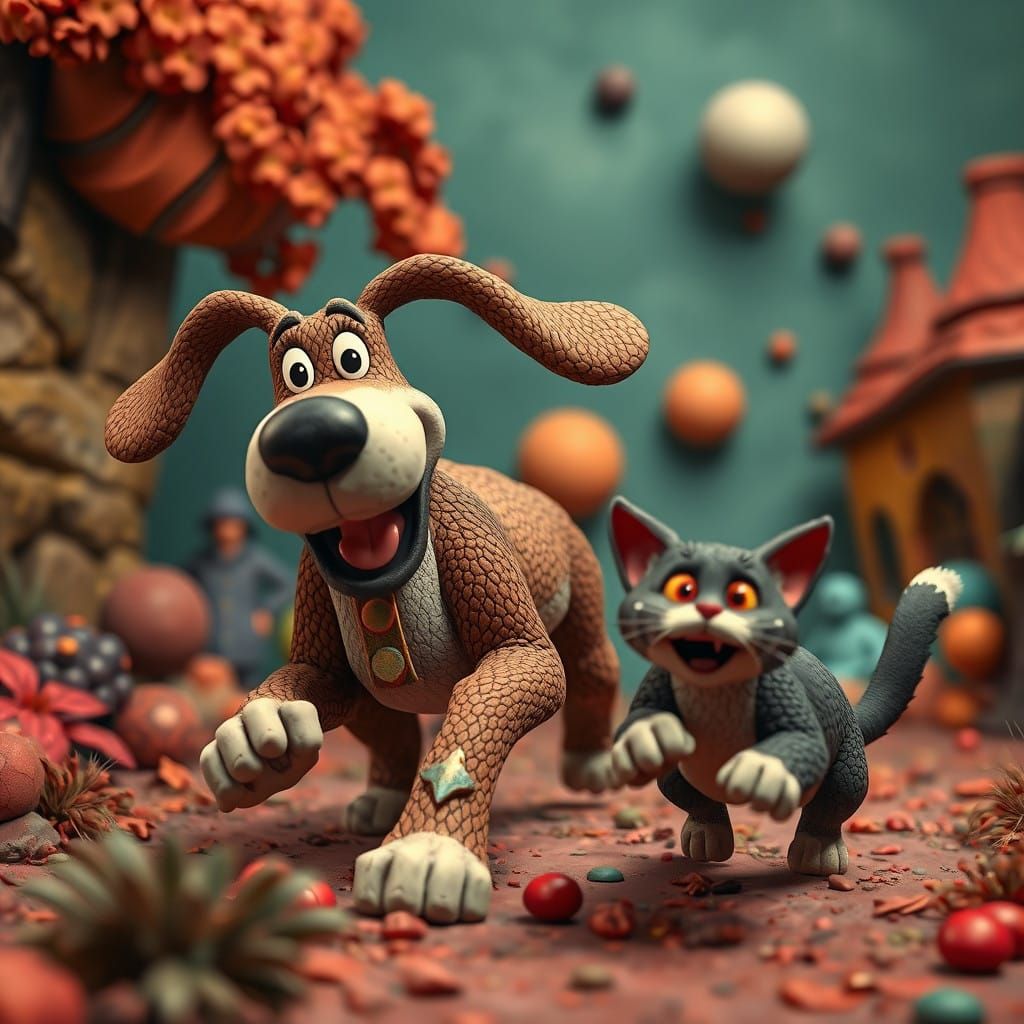 Joyful Clay Canine Chases Whimsical Feline in Wallace and Gr...
