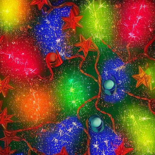 Abstract Christmas Lights Art in Complementary Colors