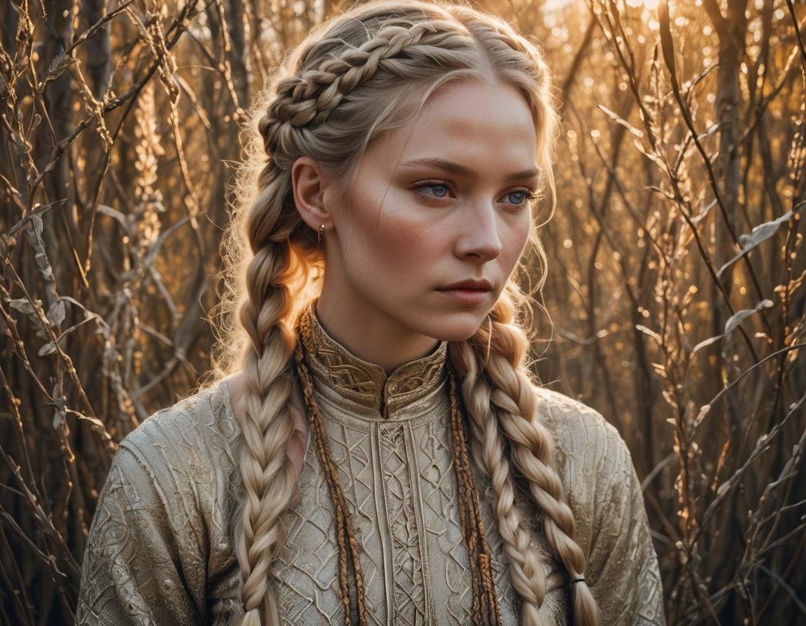 Nordic Goddess Portrait in Russian Realism Style