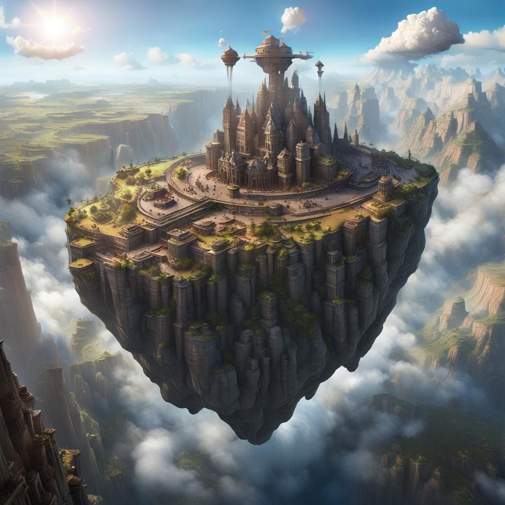 Flying Gothic Mansion in Dark Fantasy Style