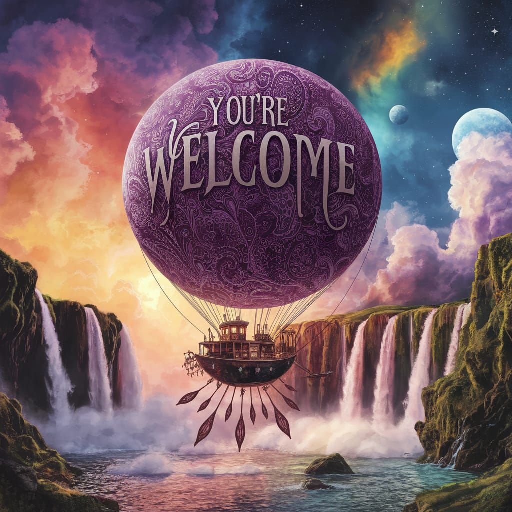 Enchanted Fantasy Airship in Whimsical Clouds