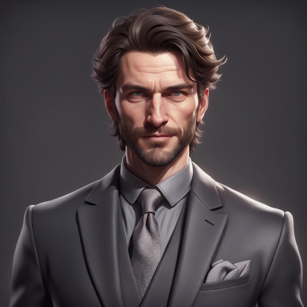 Confident Scottish Man in Dark Suit: Detailed Portrait