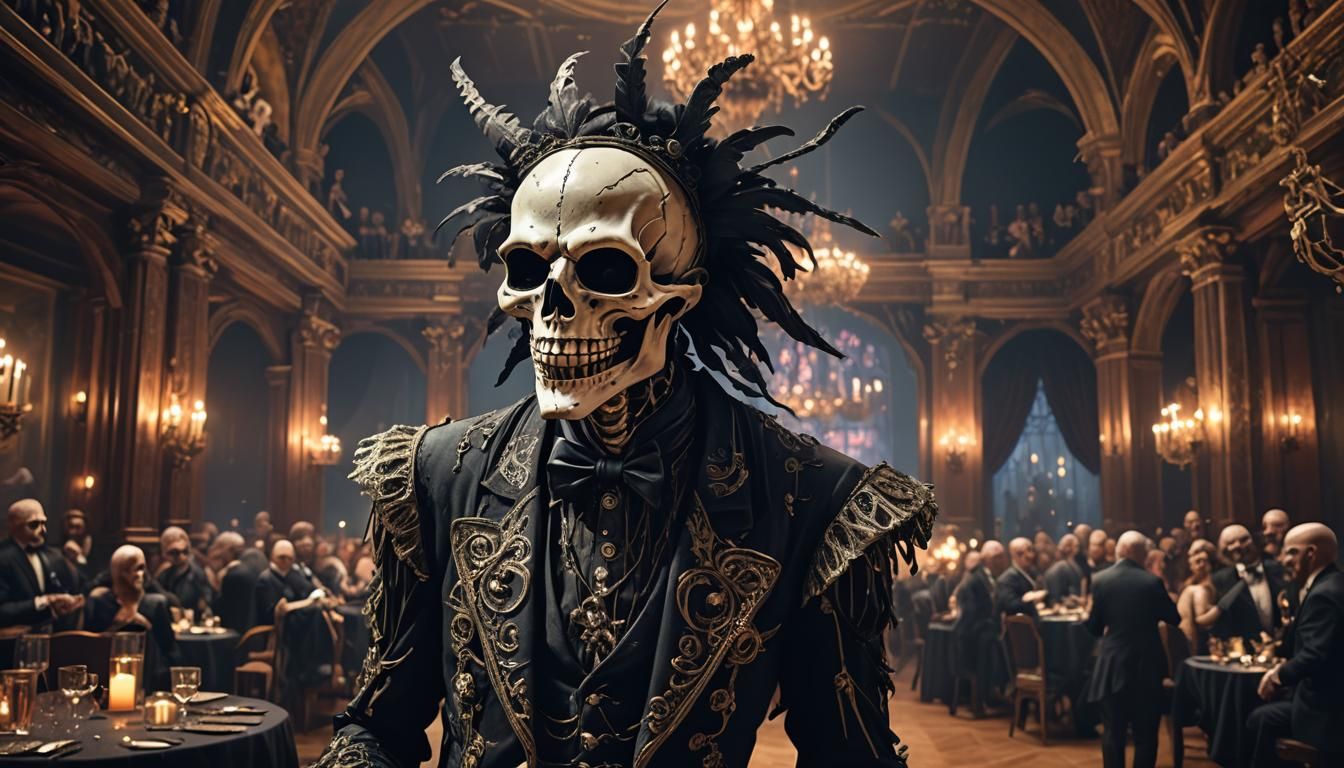 Horrifying Skeleton Man at Halloween Masquerade