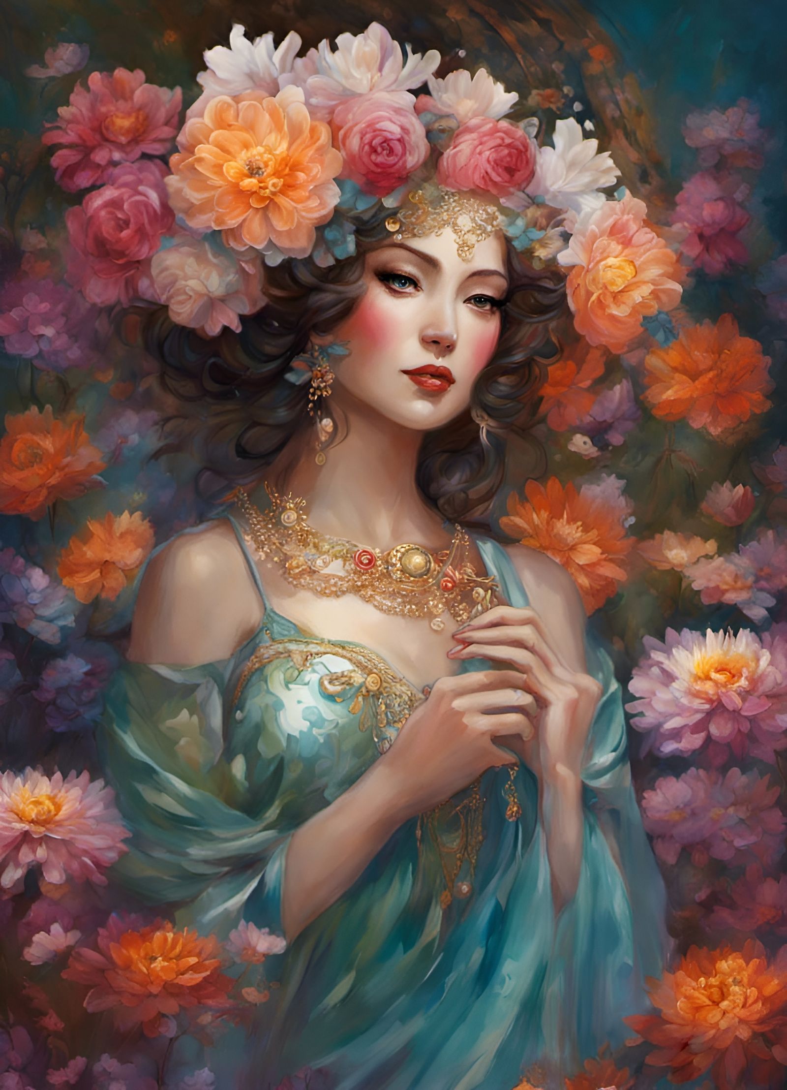 Flower Goddess in Chrysanthemum Dress