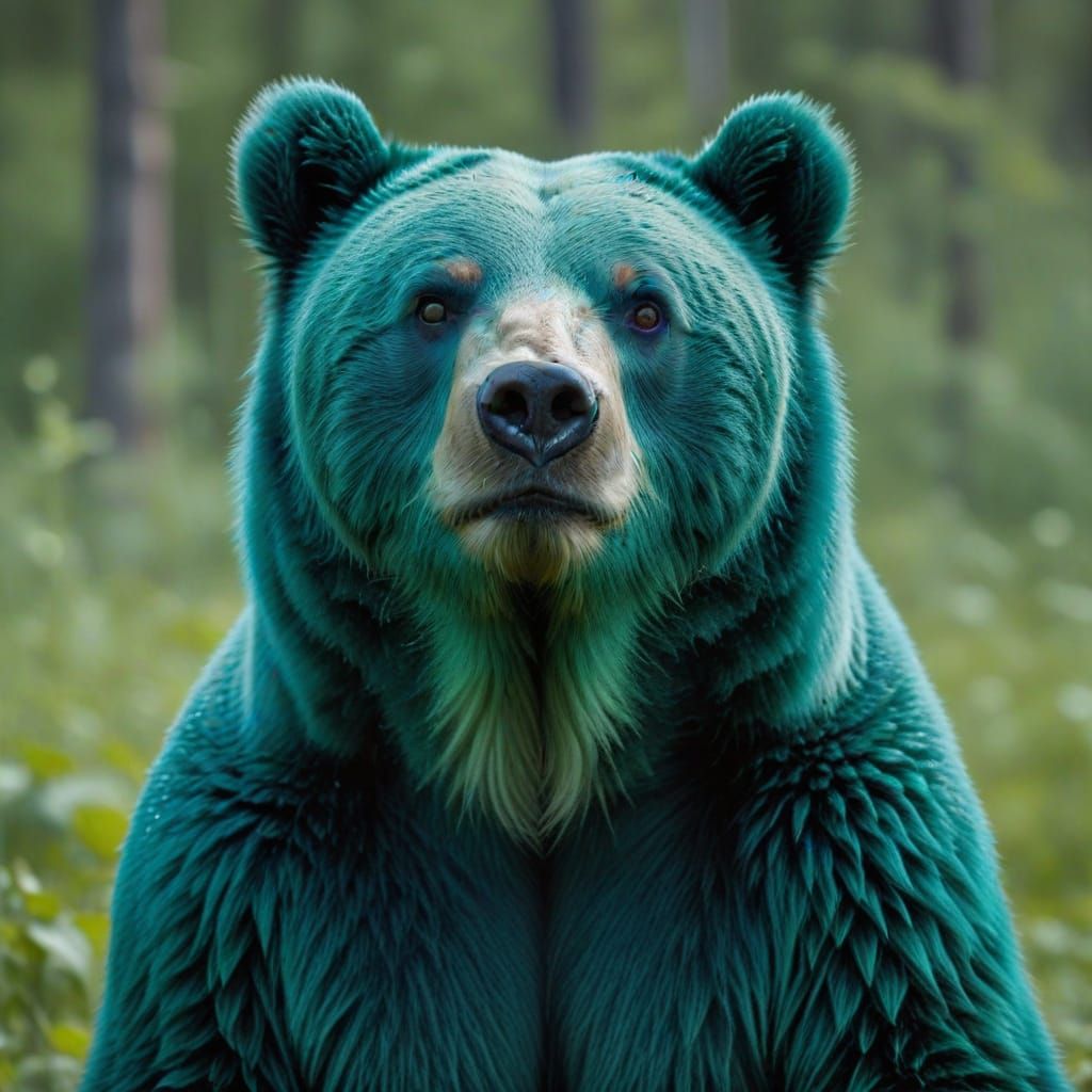 Powerful Blue-Green Bear in Natural Habitat