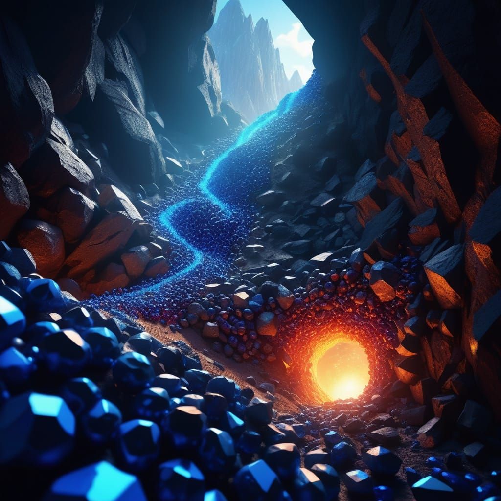 Beads Blast Mountain Tunnel: Explosive Digital Art