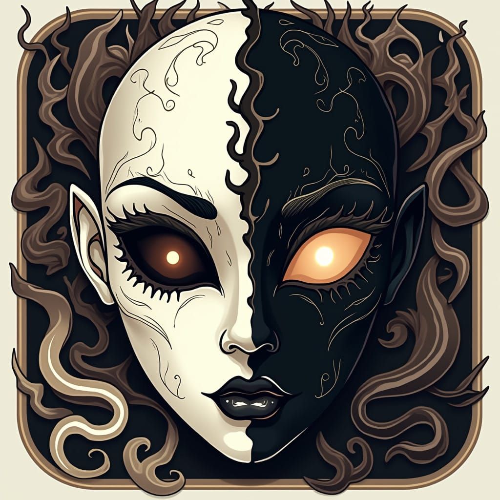 Enigmatic Shapeshifter Icon in Split Design