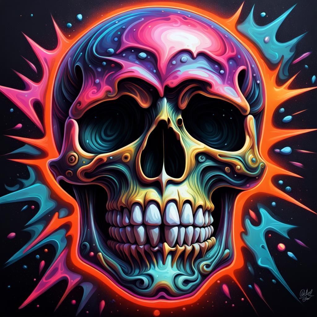 Cosmic Neon Graffiti Skull: Ultra HD Masterpiece