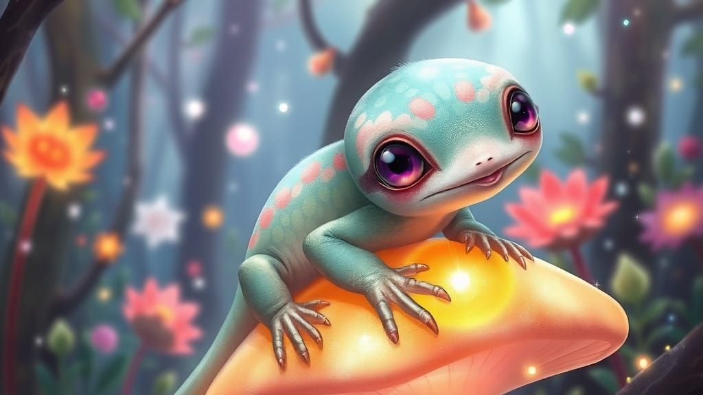 Whimsical Sloth-Lizard Hybrid in Enchanted Forest