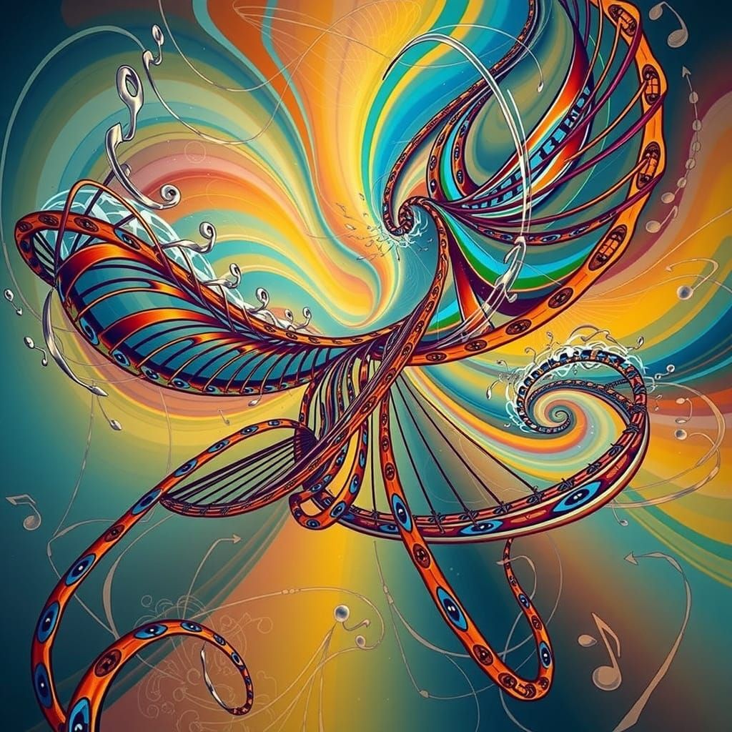 Vibrant Swirling Ribbons with Fractal Texture