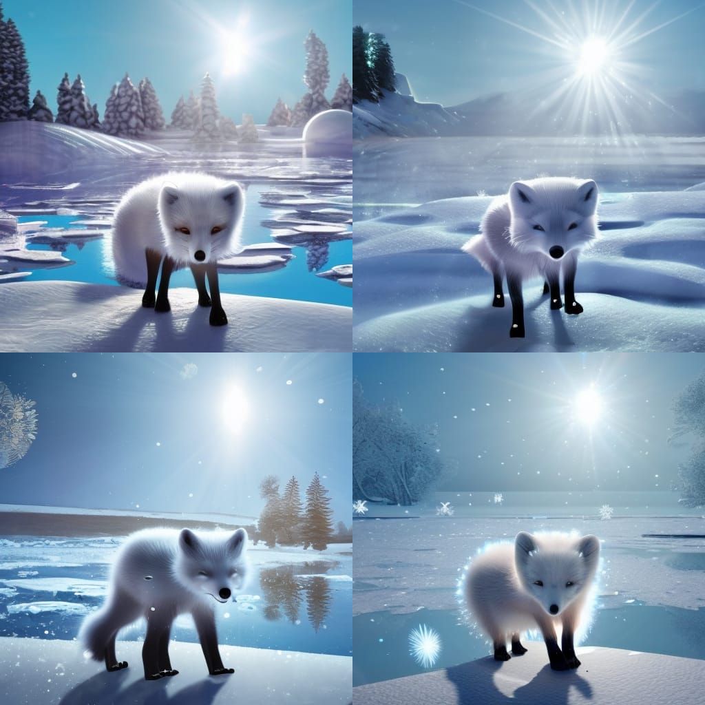 Adorable Arctic Fox in Snowy Landscape
