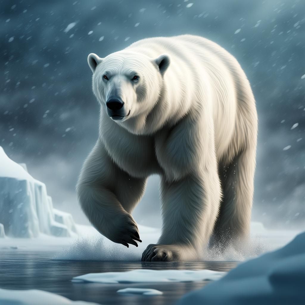 Polar Bear in a Fantastical Snowstorm