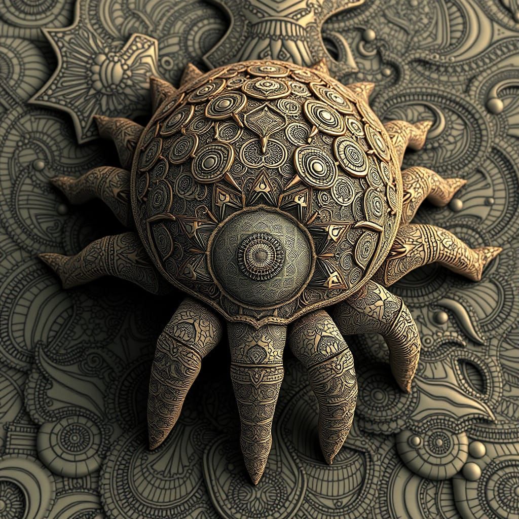 Glyptodon with Abstract Fractal Vector Patterns