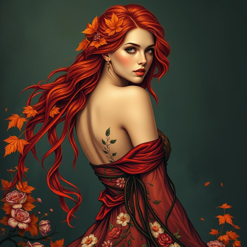 Persephone: Goddess of Spring in Street Art Style