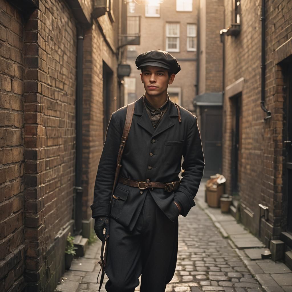 Victorian Chimney Sweep Portrait in Soft Light