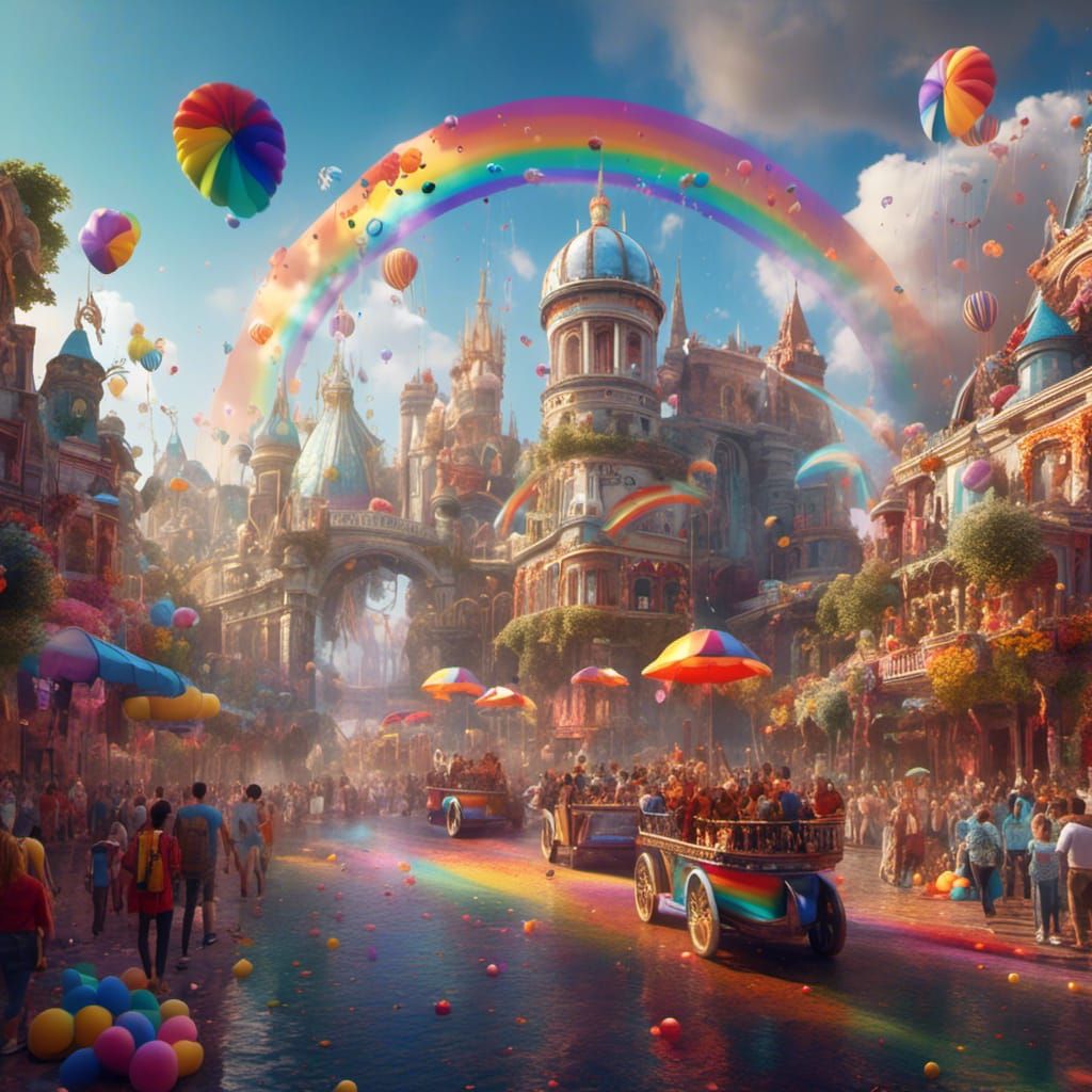 Rainbow Pride Parade in Detailed Digital Painting