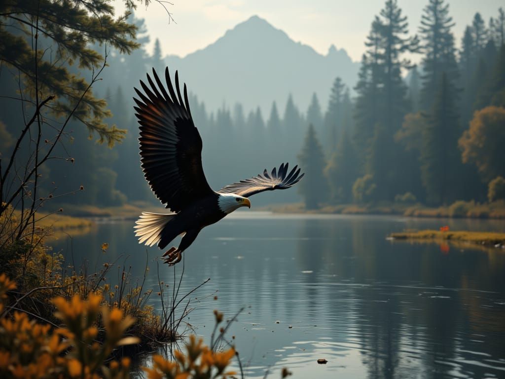 Eagle over the Lake