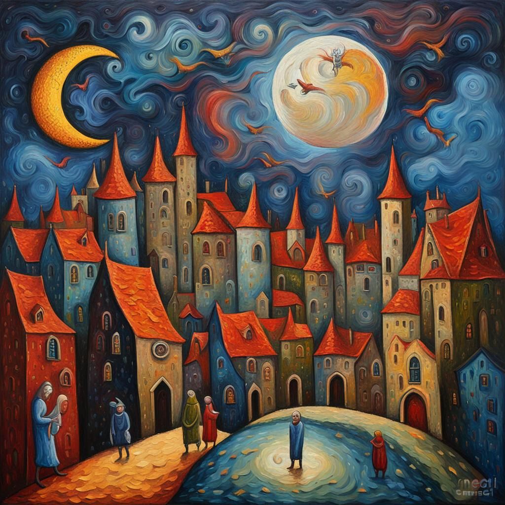 Surreal Medieval City of Angels and Demons