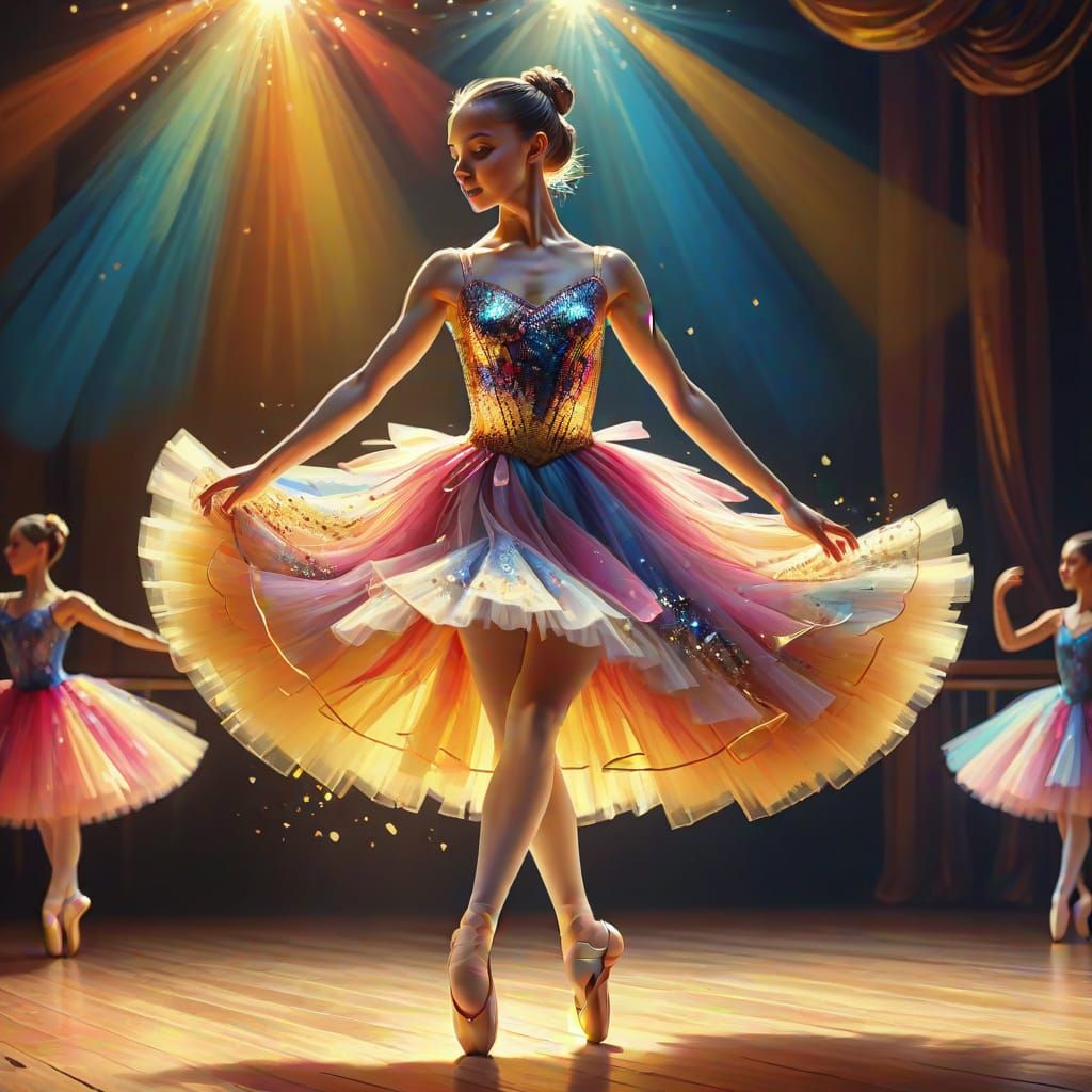 Ballerina Dancing on Stage in Fauvist Style