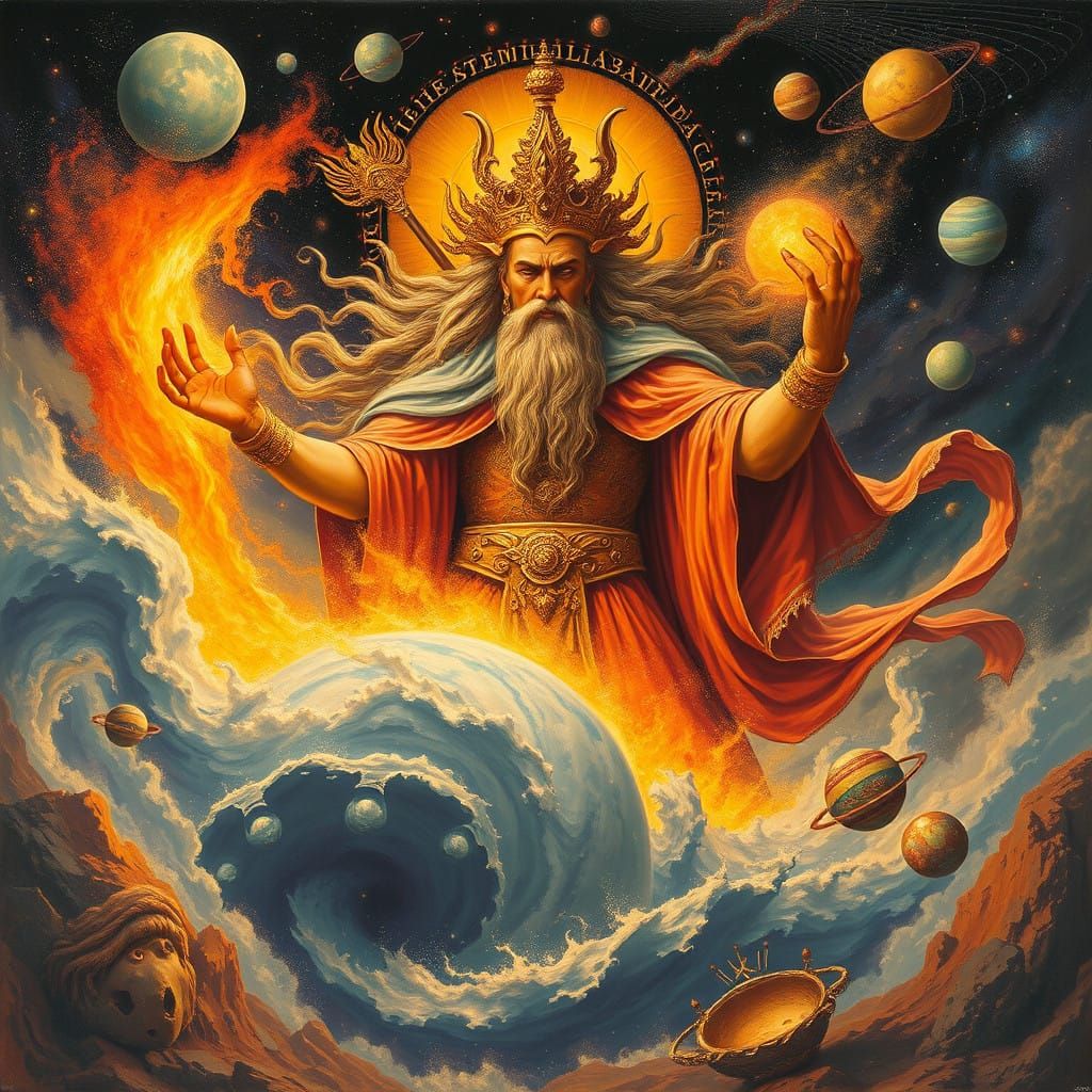 A Majestic God Shapes the Universe in Cosmic Splendor