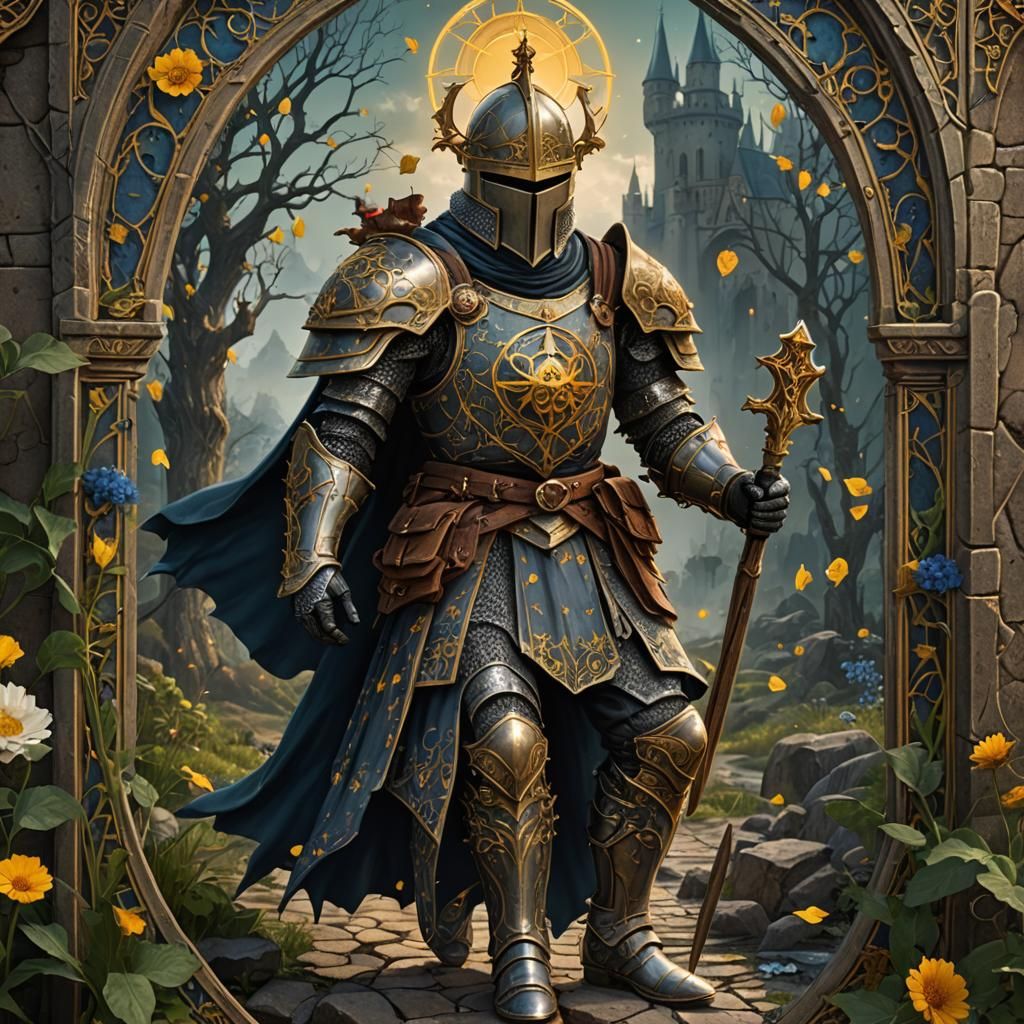 Knight of Pentacles Tarot Card: Detailed Matte Painting