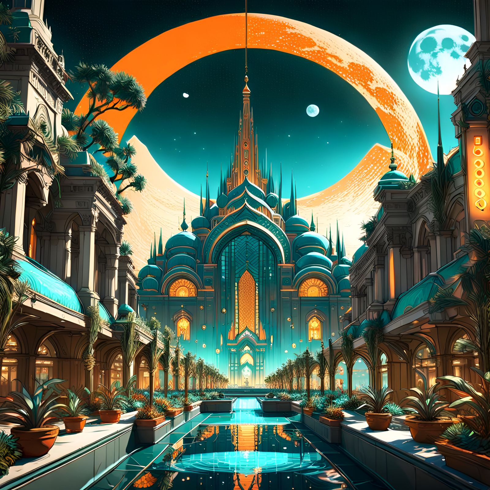 Modern Babylon Hanging Gardens in Art Nouveau Style