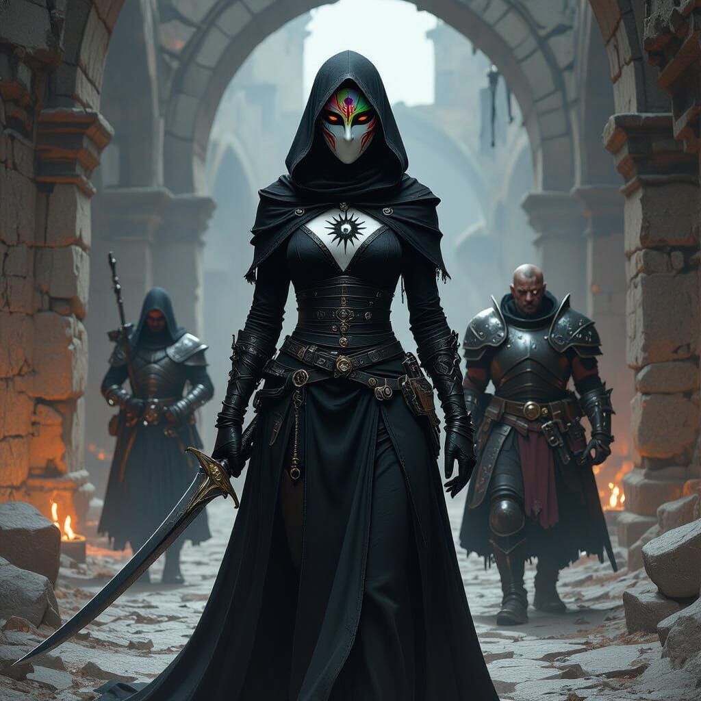 Sinister Mercenary Officers in Dark Fantasy Style