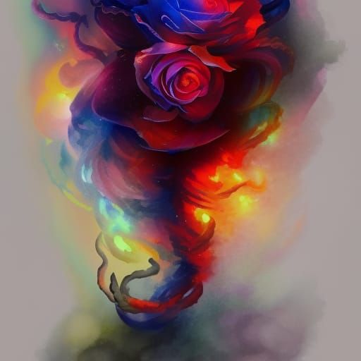 Fiery Black Rose: Watercolor Flame Illustration