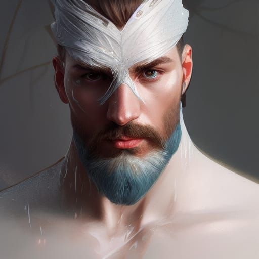 Detailed Portrait of White-Haired King in Splash Art
