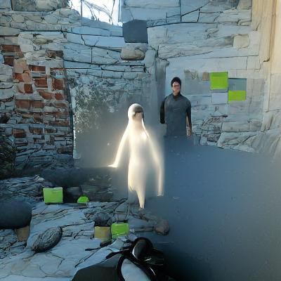 Ethereal Woman and Man in Moody Digital Rendering