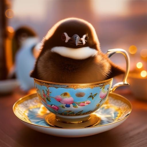 Good morning with a cute baby penguin