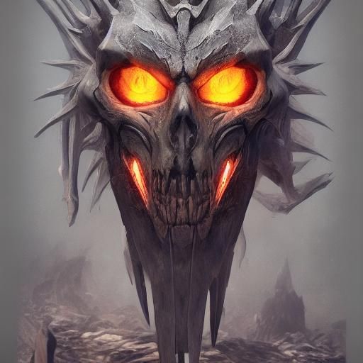 Dragon in Skeleton Mask: Fantasy Concept Art