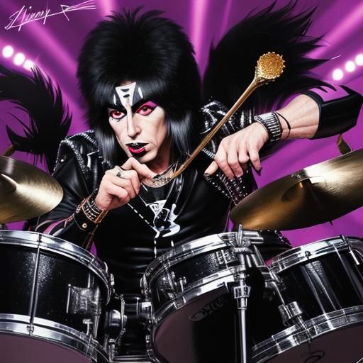 Peter Criss Glam Rock Portrait in Warhol Style