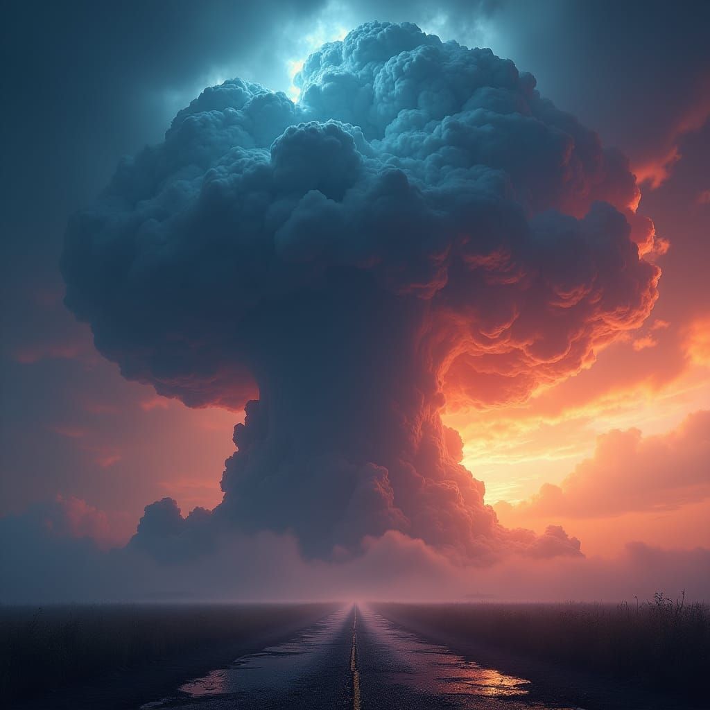 Apocalyptic Supercell Formation in Ominous Landscape