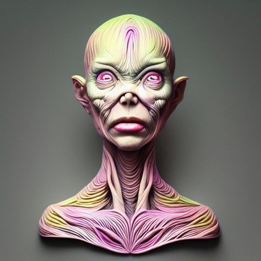 Biopunk Portrait with Cel Shading and Virtual Grid