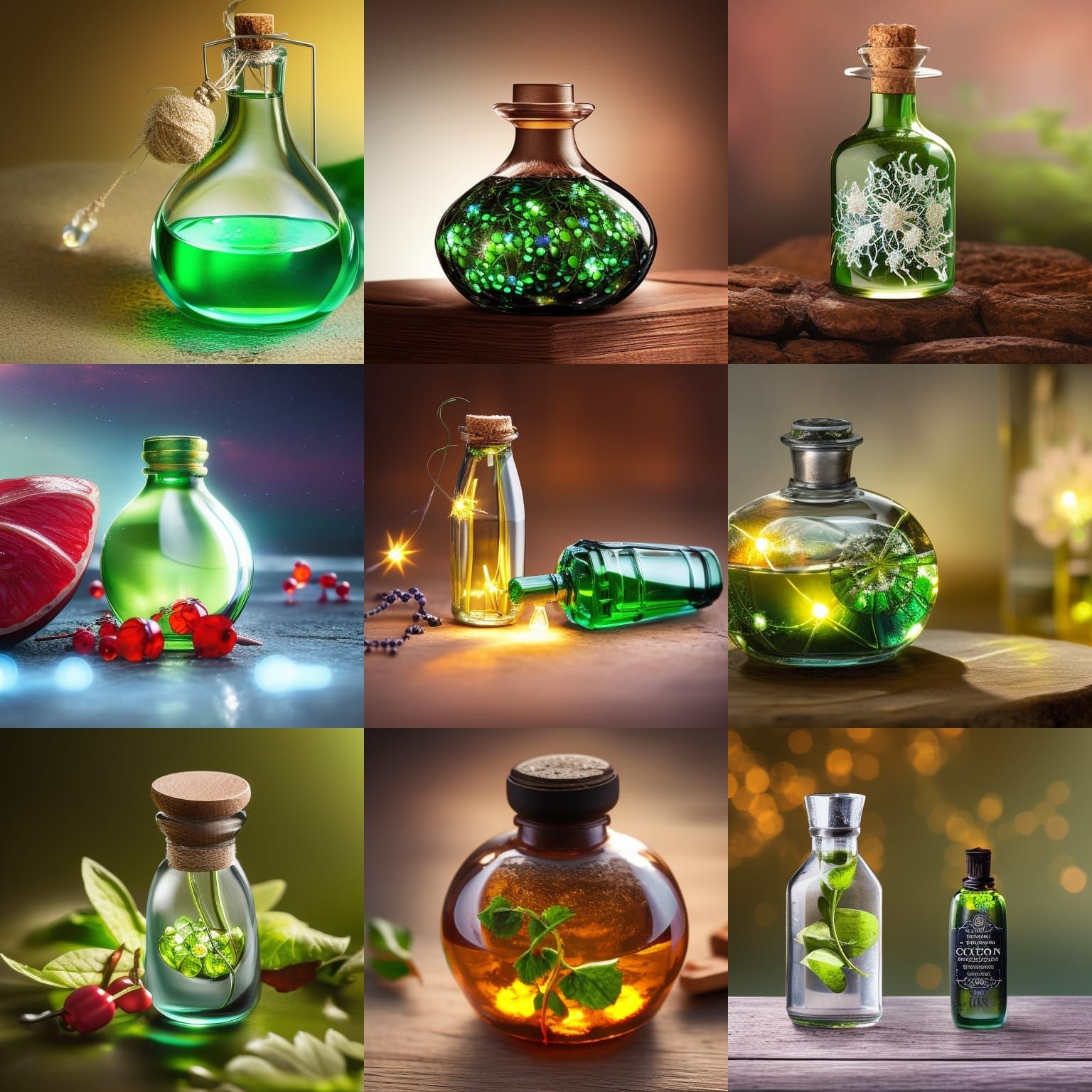 Ornate Poison Bottle with Nightshade, Digital Art