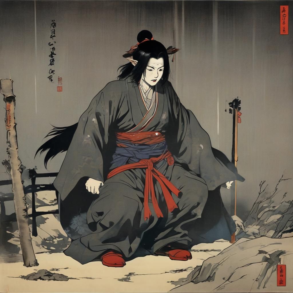 Grimdark Image in Ukiyo-e Style