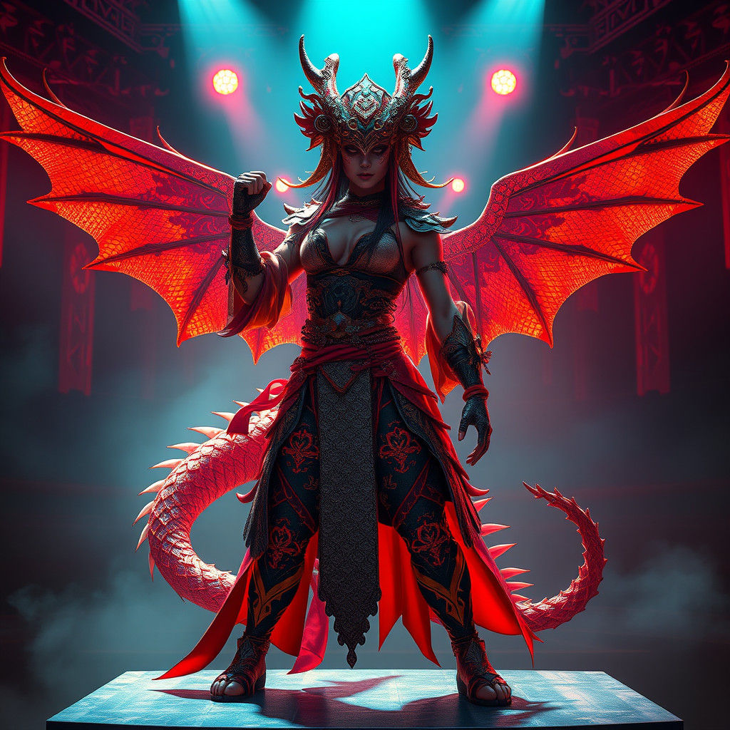 Mystical Asian Warrior Embodies Dragon in Joshi League