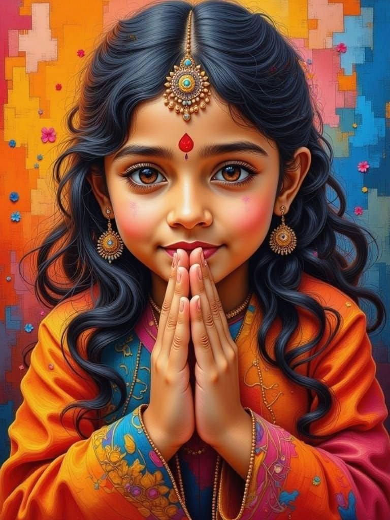 Indian Girl's Namaste Greeting