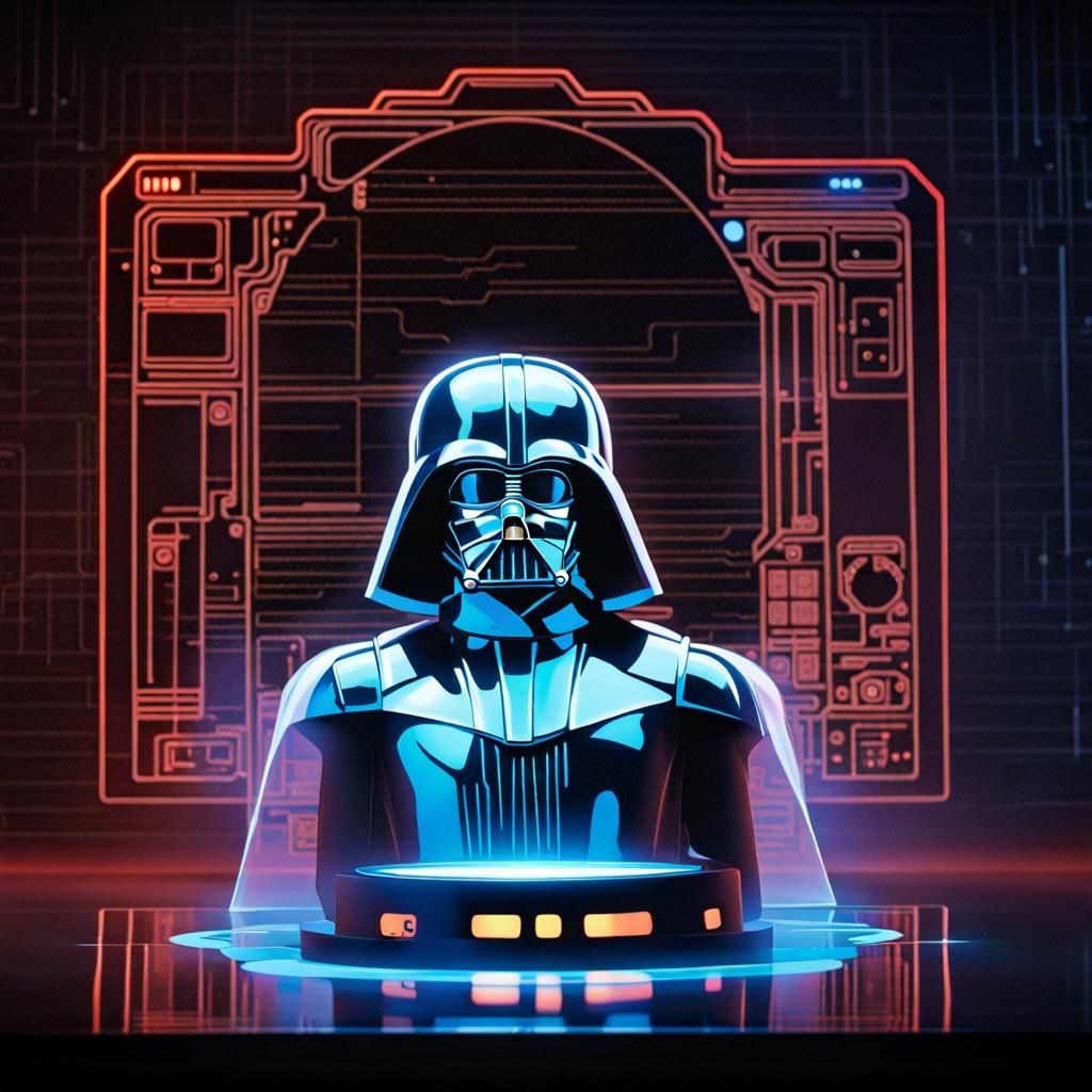 Star Wars Hologram Projection in Sci-Fi Style