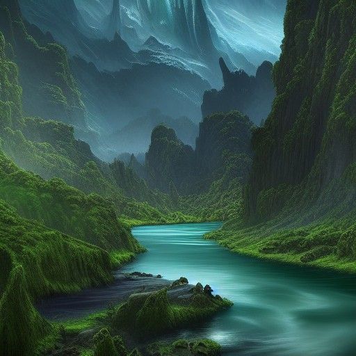 Emerald River Fantasy Concept Art