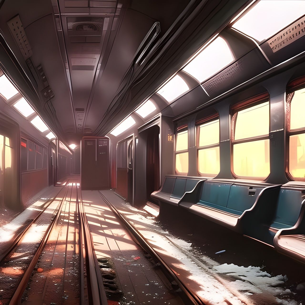 Abandoned Subway Car: Liminal Matte Painting
