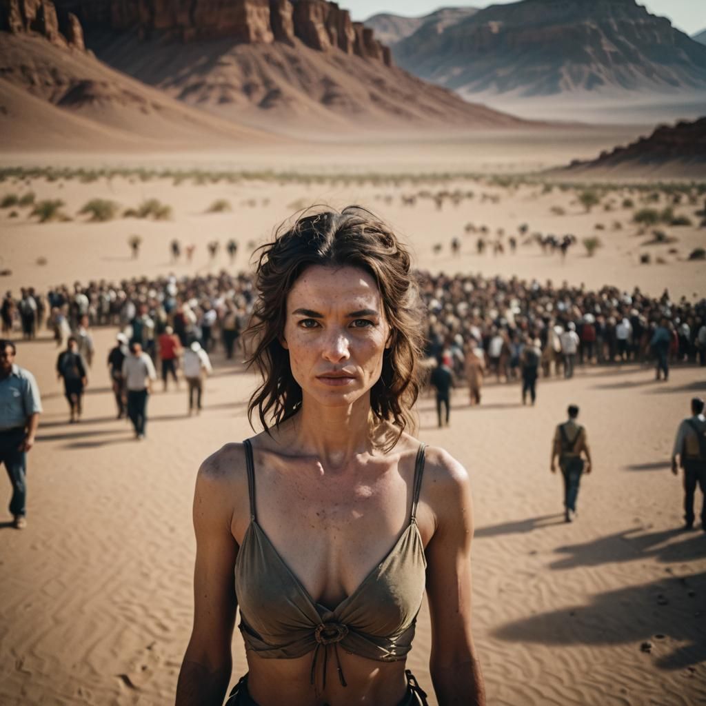 Cinematic Portrait of Woman in Desert Landscape