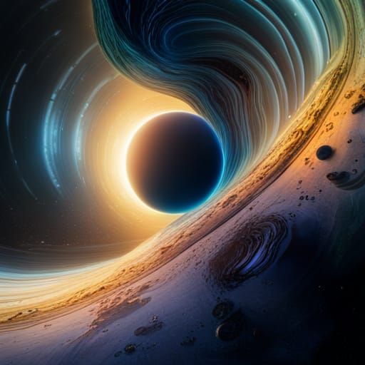 Detailed Saturn Rings in Space, Fantasy Art