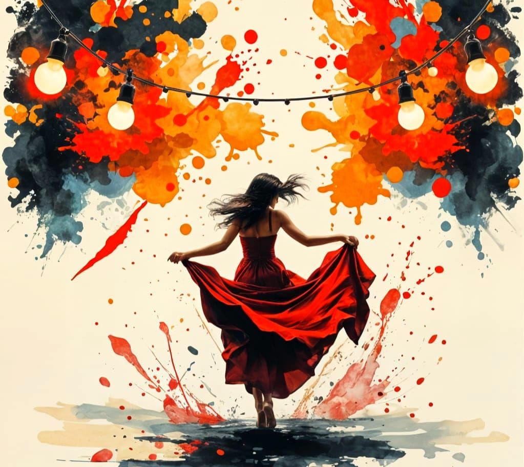 Abstract Red Ink Dance