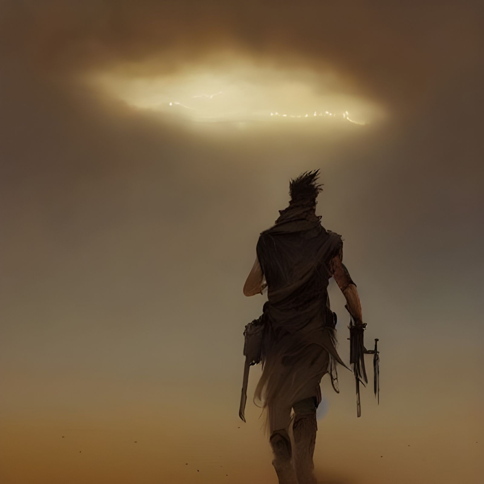 Gunslinger in Desert Thunderstorm, Fantasy Art
