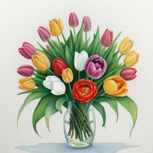 Watercolor Tulips