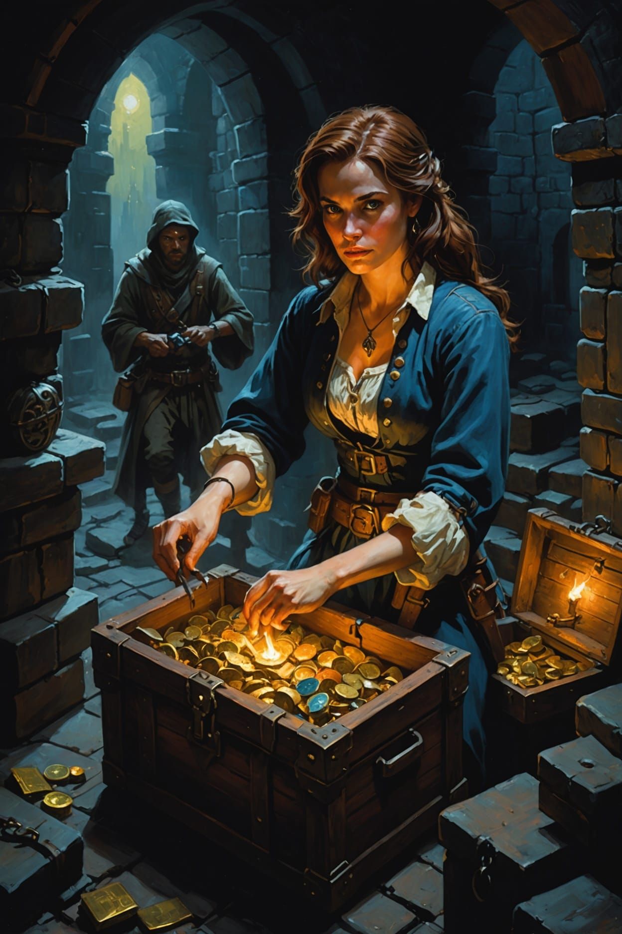 Adventurer Finds Treasure in Dark Dungeon