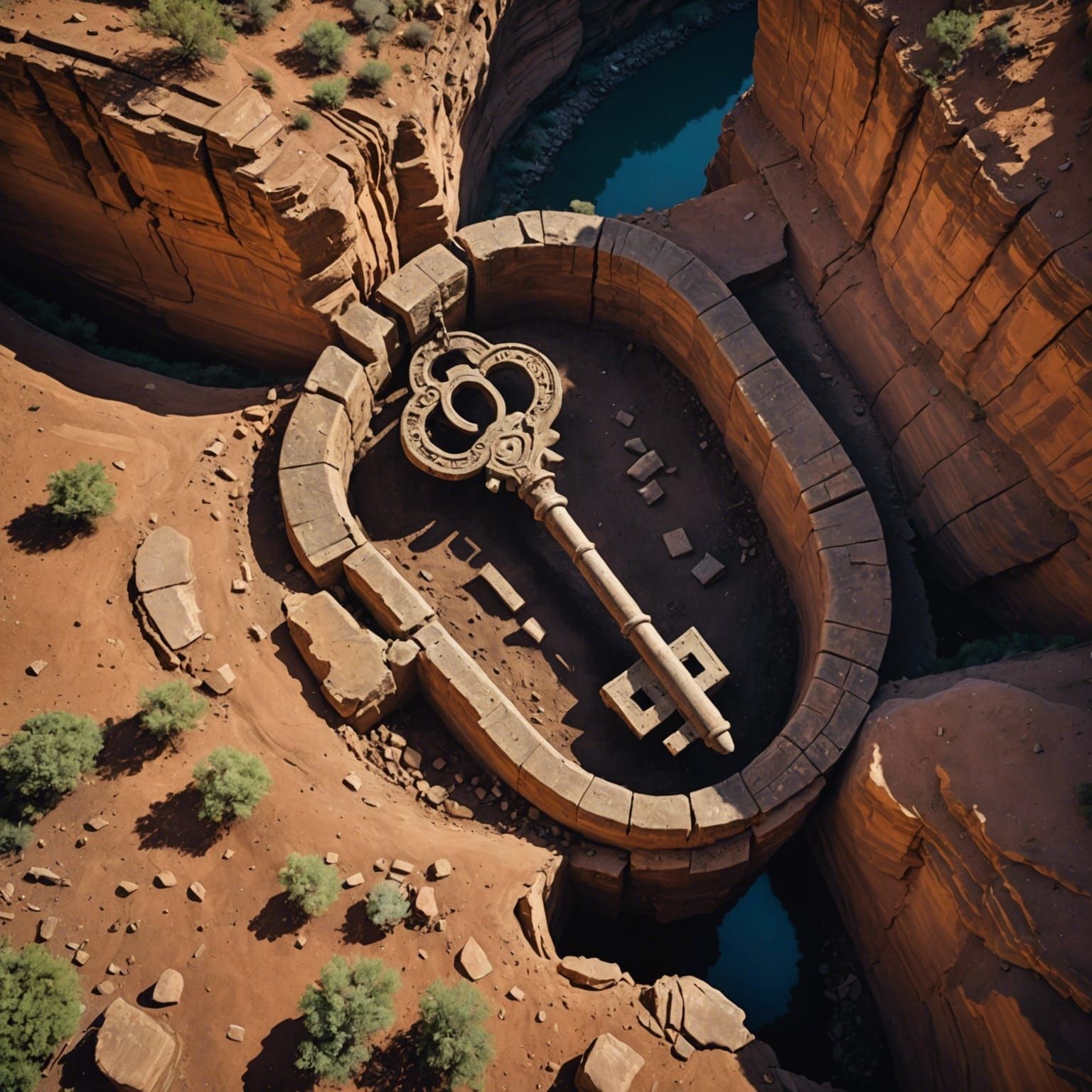 Aerial View: Giant Ancient Key Excavation